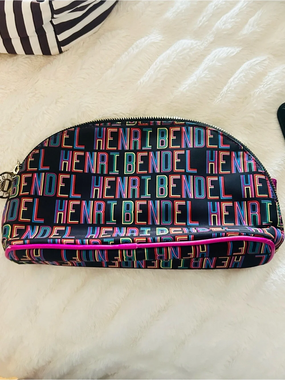 Henri Bendel  Steven Wilson limited edition Logo Stripe Cosmetic Pouch